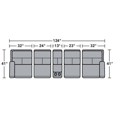 Layout B:  Five Piece Sectional 124" x 41"