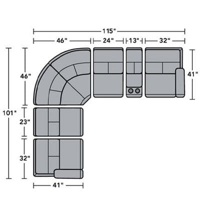 Layout D:  Six Piece Sectional 101" x 115"