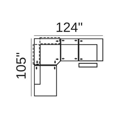 Layout D:  Four Piece Sectional 105" x 124"