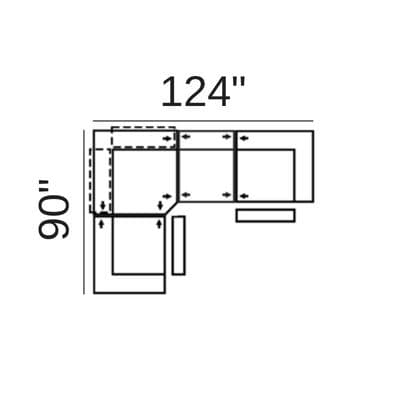 Layout C: Four Piece Sectional 90" x 124"