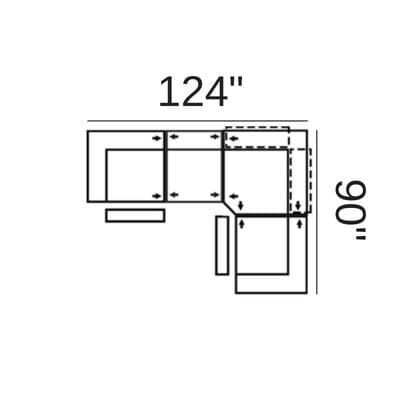 Layout B: Four Piece Sectional 124" x 90"