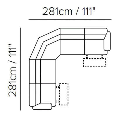 Layout A: Five Piece Reclining Sectional - 111" x 111"